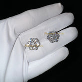 14K Gold Round Cluster Diamond Earrings - 0.90 CTW